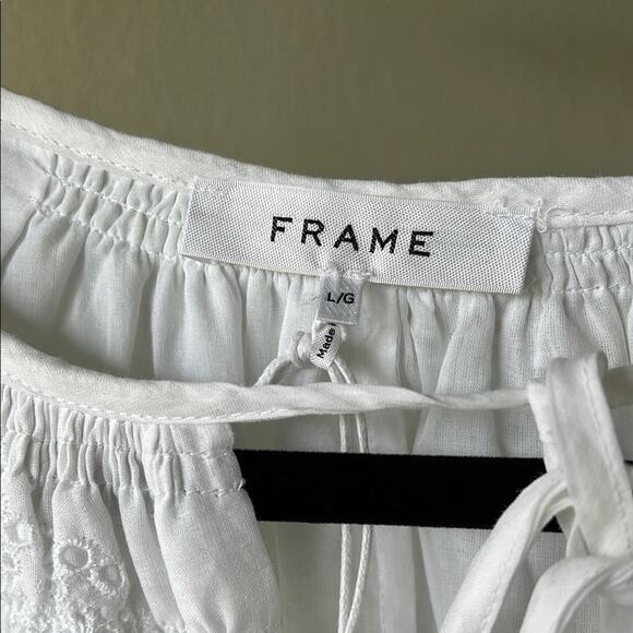 NWT FRAME White Eyelet Puff Sleeve Dress - size Large - Picture 5 of 14